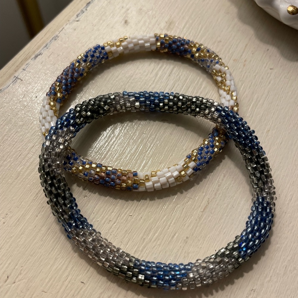 Lily and Laura bracelets - blue and white
